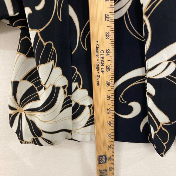 Chico's size 20 Navy White Floral Open Front 3/4 Sleeve Preppy Blazer Office - Picture 4 of 8